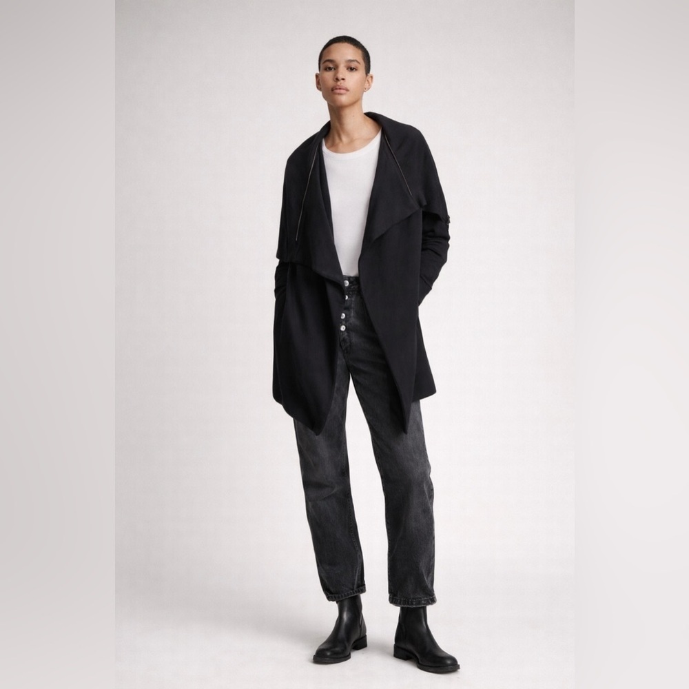All Saints Dahlia black sweatshirt jacket. Size XS